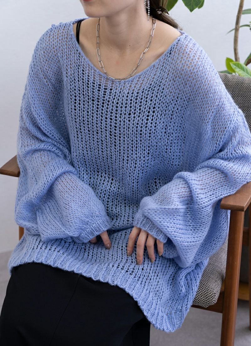 起毛糸透かし編みプルオーバー|レディースファッションrevoam 起毛糸透かし編みプルオーバー|レディースファッションrevoam